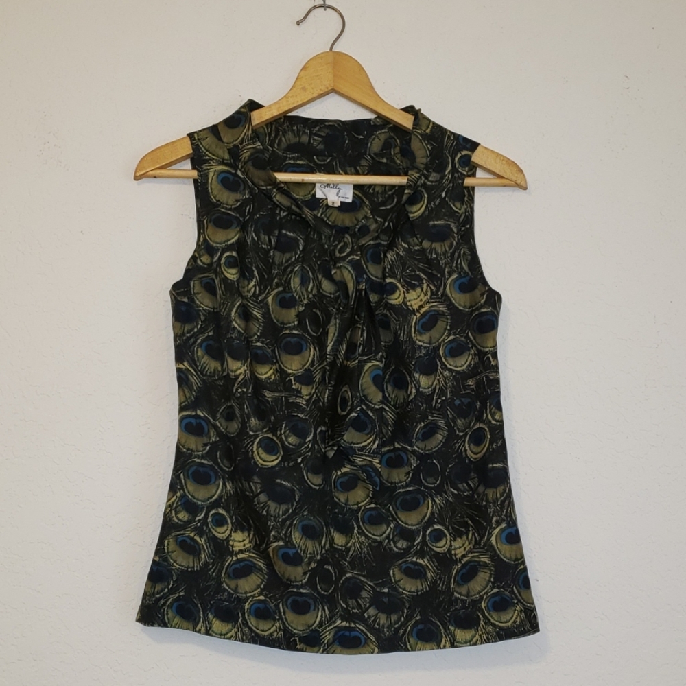 VTG Milly of New York  Silk Peacock Blouse